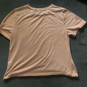 Orange/bronze white stripped t shirt